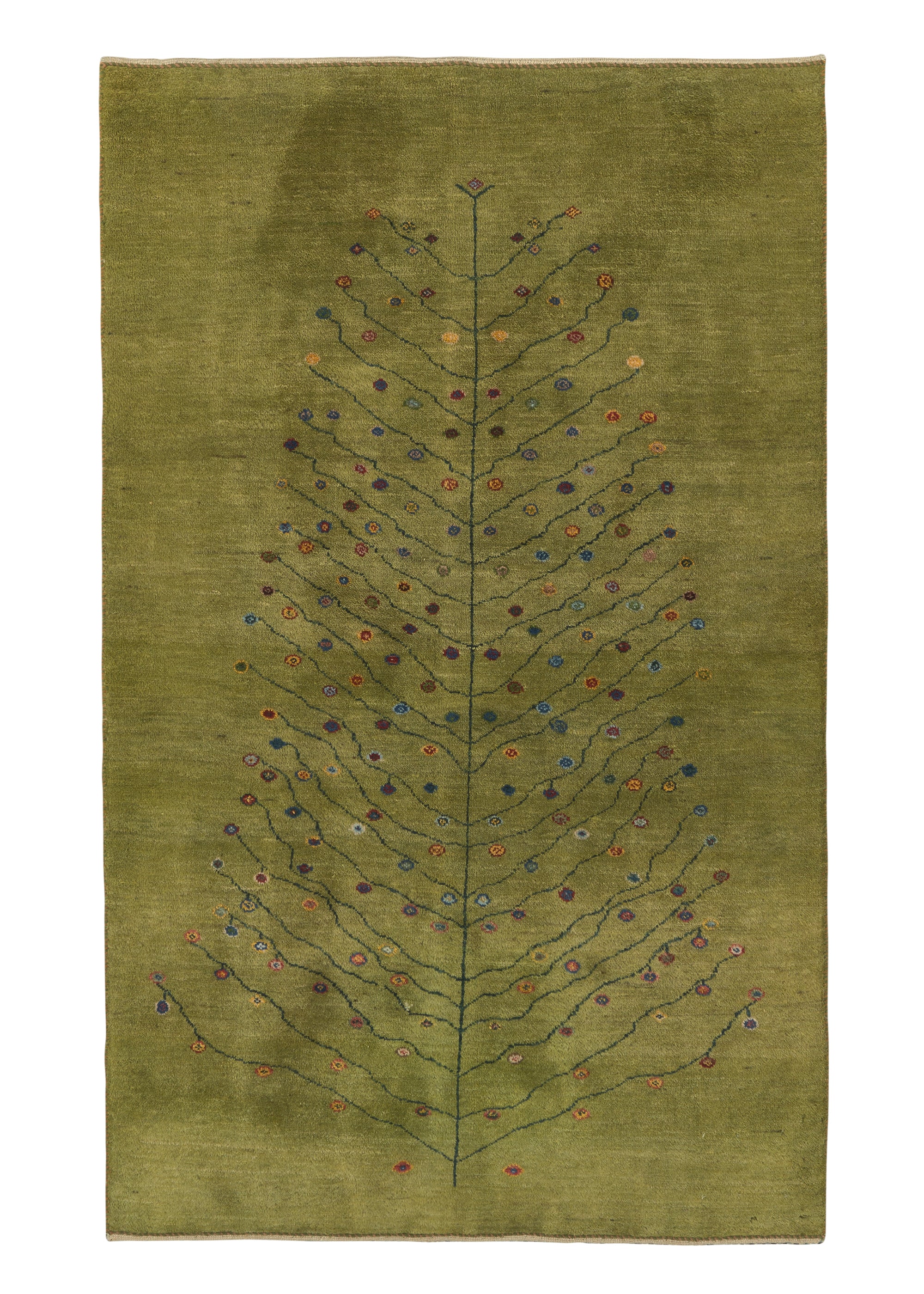 Persian Rug Gabbeh Handmade Area Tribal 3'6x5'9 (4x6) Green Tree of Life  Design #34623