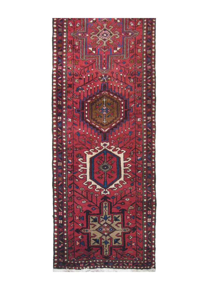 Persian Rug Gharajeh Handmade Runner Tribal 2'4"x9'9" (2x10) Red Blue Geometric Design #A18165