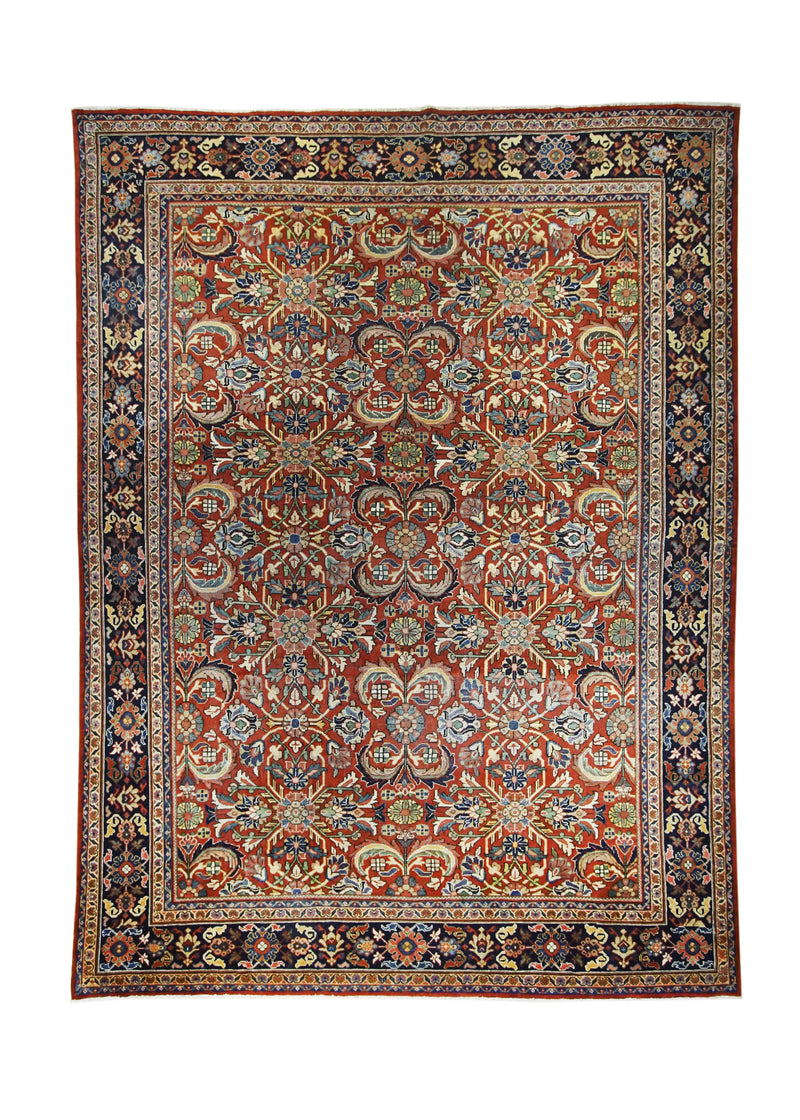 Persian Rug Mahal Handmade Area Tribal Vintage 9'6"x12'7" (10x13) Red Blue Floral Design #A21131