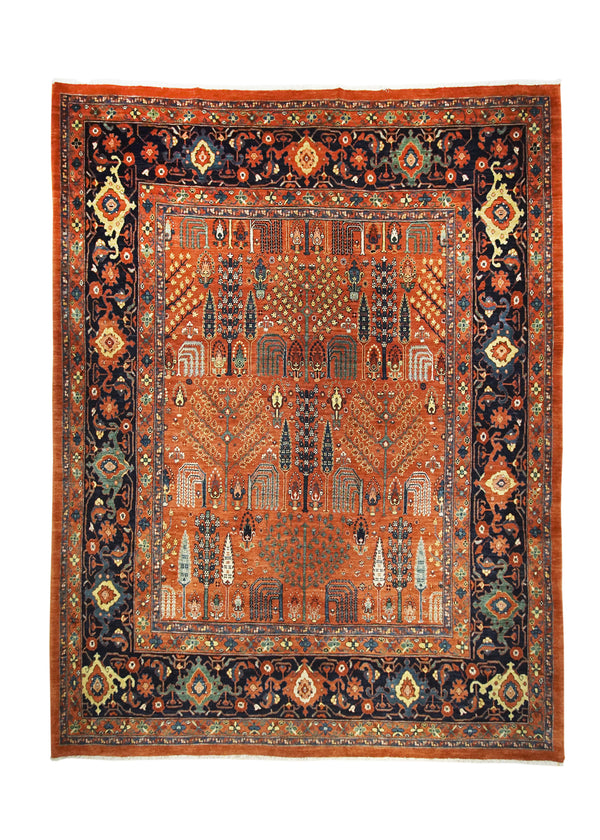 Persian Rug Bijar Handmade Area Traditional 10'0"x13'2" (10x13) Red Blue Tree of Life Design #A23291