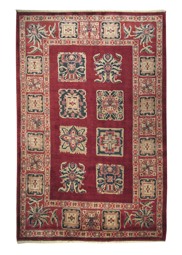 Persian Rug Bijar Handmade Area Traditional 5'6"x9'0" (6x9) Red Geometric Design #A23850