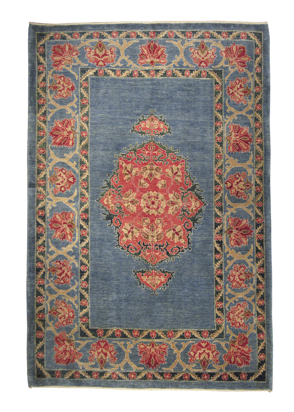 Persian Rug Bijar Handmade Area Traditional 5'8"x8'6" (6x9) Blue Pink Open Field Design #A23851