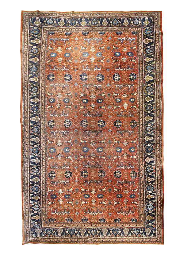 Persian Rug Bijar Handmade Area Traditional Antique 11'3"x18'6" (11x19) Red Blue Floral Design #A24425