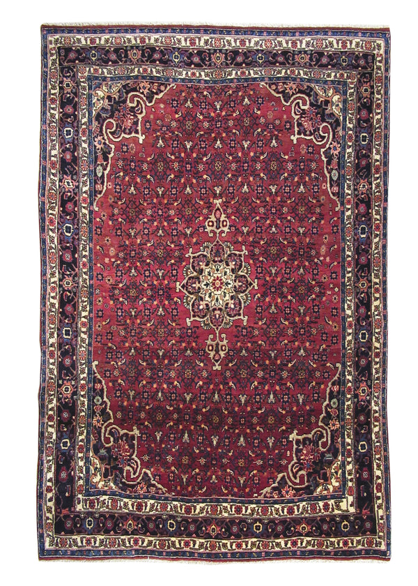 Persian Rug Bijar Handmade Area Traditional 5'5"x8'0" (5x8) Red Blue Geometric Design #A25306