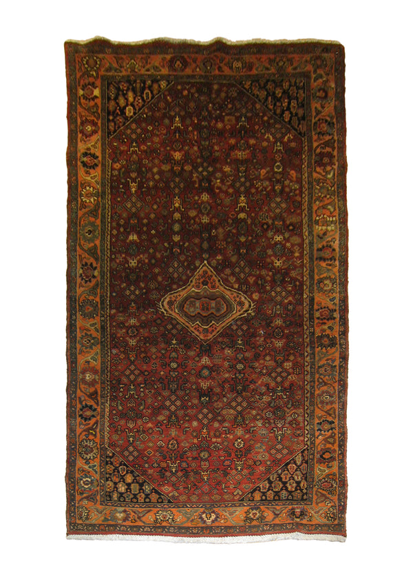 Persian Rug Bijar Handmade Runner Traditional 4'1"x9'5" (4x9) Red Geometric Design #A25448