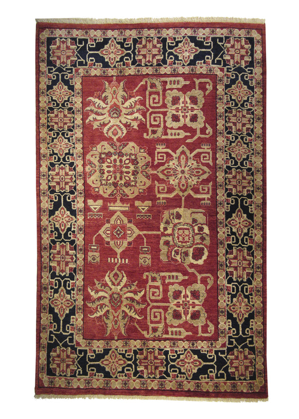 Persian Rug Bijar Handmade Area Traditional 5'4"x8'9" (5x9) Red Blue Geometric Design #A26287