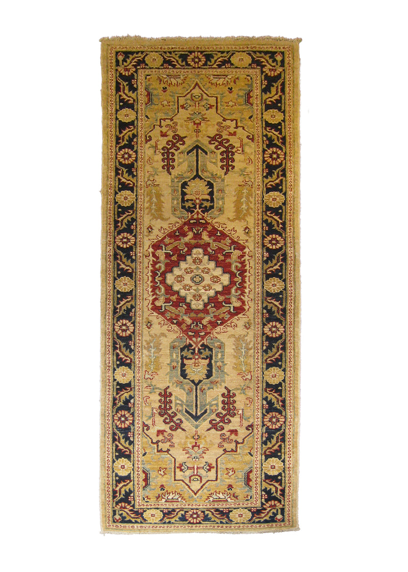 Oriental Rug Pakistani Handmade Runner Transitional 2'6"x7'10" (3x8) Whites/Beige Blue Red Ariana Floral Nooristan Design #A26471