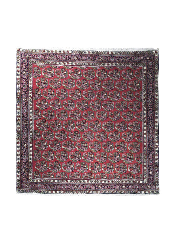 Persian Rug Bijar Handmade Square Traditional 6'11"x6'11" (7x7) Red Floral Design #A27173