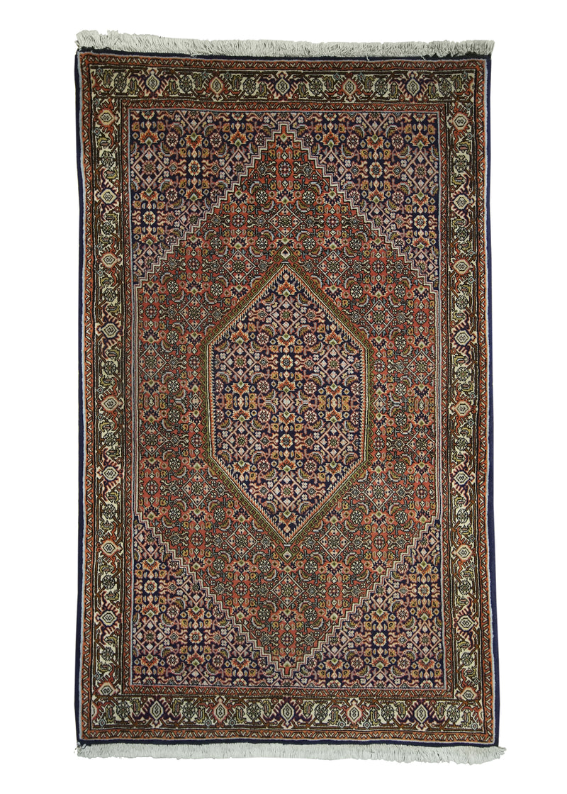 Persian Rug Bijar Handmade Area Traditional 2'11"x4'11" (3x5) Red Blue Geometric Design #A28216