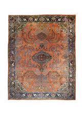 Persian Rug Mahal Handmade Area Tribal Antique 10'9"x13'3" (11x13) Red Blue Floral Design #A29220