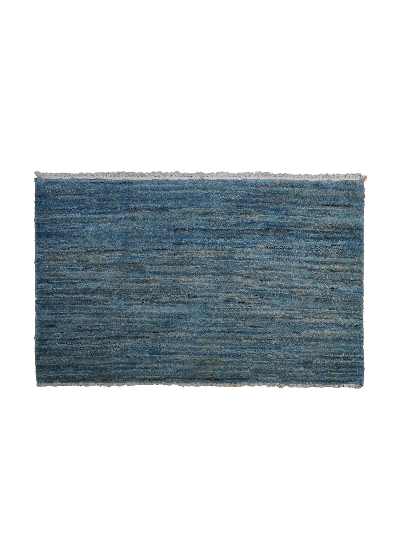 Oriental Rug Pakistani Handmade Area Transitional Tribal 2'6"x1'7" (3x2) Blue Gabbeh Stripes Plain Design #A29488