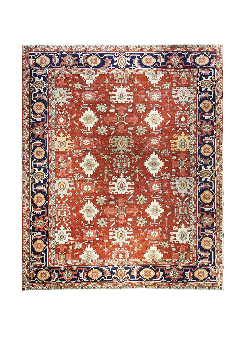 Oriental Rug Pakistani Handmade Area Transitional Tribal 12'3"x14'9" (12x15) Red Serapi Geometric Design #A29928