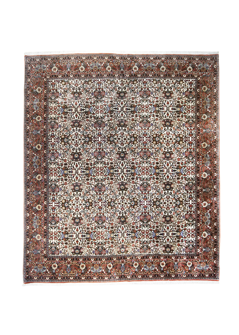 Persian Rug Bijar Handmade Area Traditional 8'4"x9'7" (8x10) Whites/Beige Red Floral Design #A31211