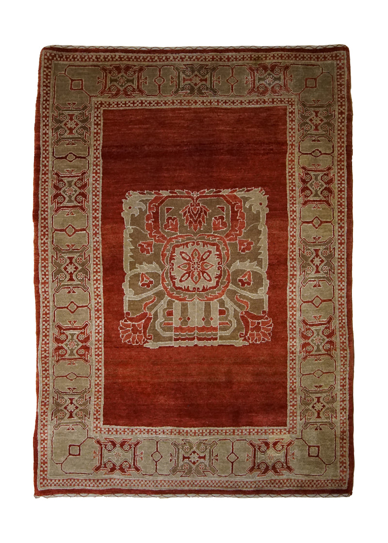 Persian Rug Bijar Handmade Area Traditional 3'7"x5'0" (4x5) Red Brown Open Field Design #A32658