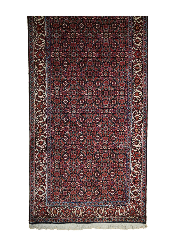 Persian Rug Bijar Handmade Runner Traditional 2'7"x9'8" (3x10) Red Blue Geometric Herati Design #A33300