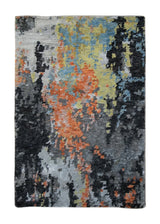 Oriental Rug Indian Handmade Area Sample Modern 2'0"x3'0" (2x3) Gray Multi-color Splatter Abstract Design #A34044