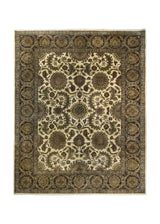 Oriental Rug Indian Handmade Area Transitional 9'2"x11'8" (9x12) Green Whites/Beige Tea Washed Floral Jaipur Design #A34200