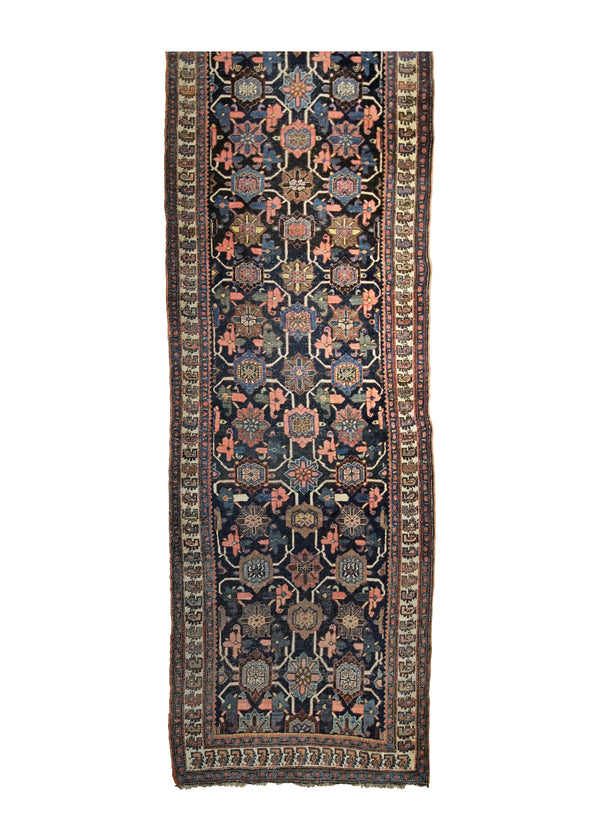 Persian Rug Bijar Handmade Runner Antique Traditional 3'3"x18'6" (3x19) Blue Red Geometric Design #A34718