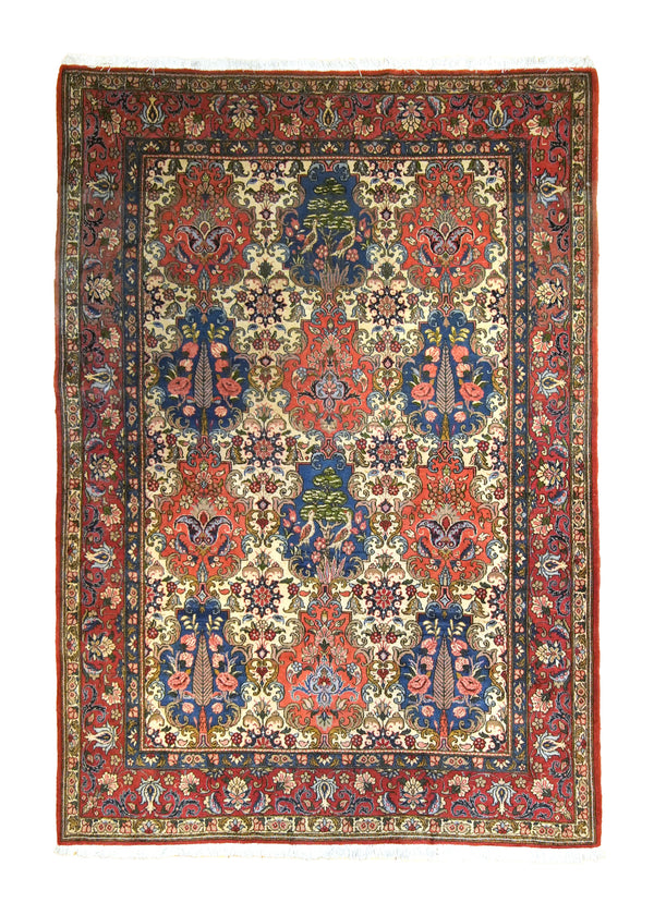 Persian Rug Sarouk Handmade Area Traditional 5'4"x7'10" (5x8) Red Blue Garden Design #A35357