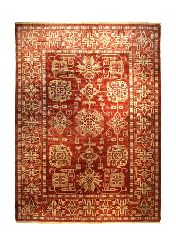 Persian Rug Bijar Handmade Area Tribal 9'10"x13'9" (10x14) Red Yellow/Gold Geometric Design #A35450