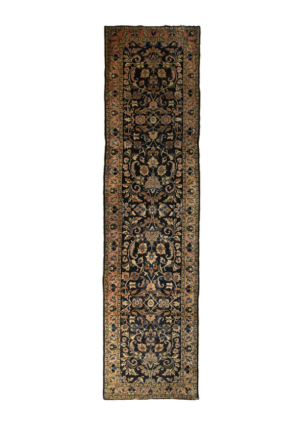 Persian Rug Sarouk Handmade Runner Antique Traditional 2'6"x9'10" (3x10) Pink Blue Floral Design #A35452