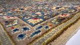 Persian Rug Kerman Handmade Area Traditional 8'2"x10'1" (8x10) Whites/Beige Blue Open Field Floral Design #32529