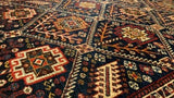 Persian Rug Ghashghaei Handmade Area Antique Tribal 5'5"x10'0" (5x10) Blue Red Geometric Design #31673