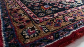 Persian Rug Mashhad Handmade Area Traditional 6'5"x9'7" (6x10) Red Blue Open Field Floral Design #32033