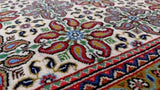 Persian Rug Qum Handmade Area Traditional 2'0"x2'10" (2x3) Whites/Beige Green Red Geometric Design #34863