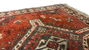 Persian Rug Shiraz Handmade Area Tribal 3'3"x4'6" (3x5) Red Geometric Design #19180