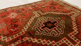 Persian Rug Shiraz Handmade Area Tribal 3'3"x4'7" (3x5) Red Geometric Design #19220