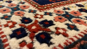 Oriental Rug Turkish Handmade Area Tribal 3'6"x4'9" (4x5) Red Blue Geometric Design #32350