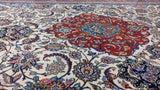 Persian Rug Isfahan Handmade Area Traditional 5'0"x7'11" (5x8) Red Whites/Beige Floral Shah Abbasi Design #35649