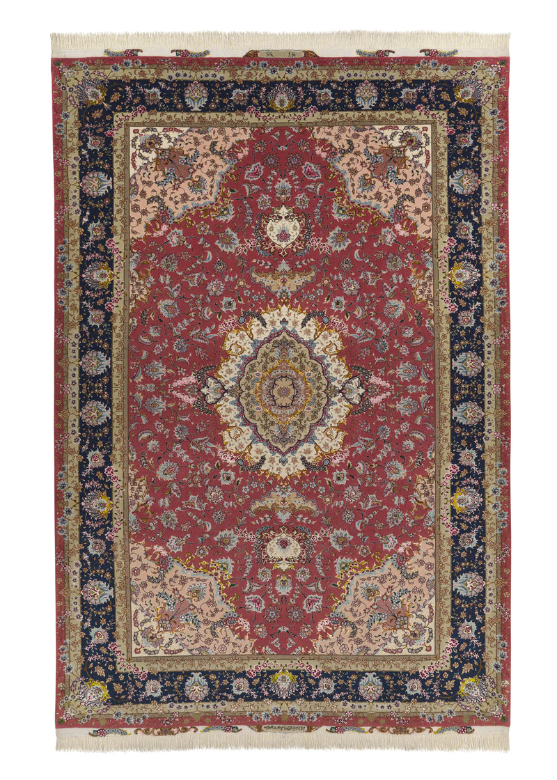 30412 Persian Rug Tabriz Handmade Area Traditional 6'7" x 9'10" -7x10- Pink Floral Design