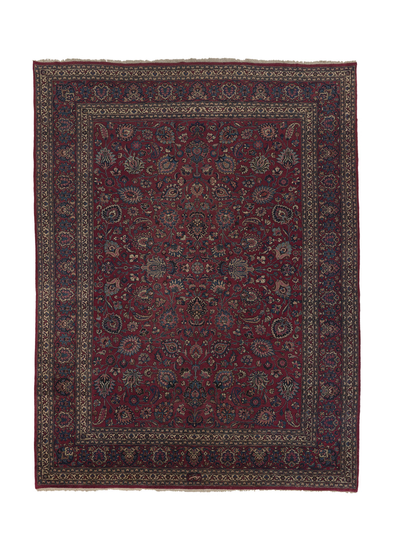 15963 Persian Rug Mashhad Handmade Area Traditional 9'8'' x 12'6'' -10x13- Red Blue Floral Design