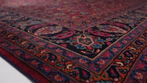 Persian Rug Mashhad Handmade Area Traditional 8'1"x11'1" (8x11) Red Blue Floral Design #17821