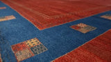 Persian Rug Gabbeh Handmade Area Tribal 8'3"x11'5" (8x11) Red Blue Open Geometric Design #25006