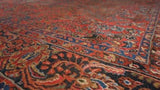 Persian Rug Sarouk Handmade Area Antique Traditional 8'11"x12'1" (9x12) Red Blue Floral Design #31524