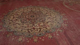 Oriental Rug Turkish Handmade Area Antique Traditional 9'5"x12'10" (9x13) Pink Whites/Beige Open Field Floral Design #32619