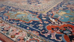 Persian Rug Tabriz Handmade Area Traditional 8'1"x11'5" (8x11) Pink Blue Floral Animals Design #35922