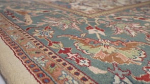 Oriental Rug Indian Handmade Area Traditional 9'0"x11'10" (9x12) Whites/Beige Green Floral Design #32304