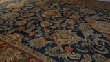 Oriental Rug Indian Handmade Area Transitional 8'10"x12'1" (9x12) Blue Red Jaipur Floral Design #34307