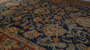 Oriental Rug Indian Handmade Area Transitional 8'10"x12'1" (9x12) Blue Red Jaipur Floral Design #34307