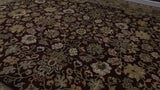 Oriental Rug Indian Handmade Area Transitional 9'1"x12'6" (9x13) Brown Green Jaipur Floral Design #36028