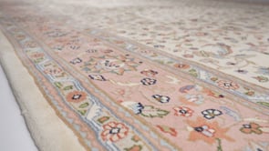 Oriental Rug Indian Handmade Area Traditional 8'2"x11'6" (8x12) Whites/Beige Pink Floral Design #12478