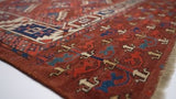 Persian Rug Turkmen Handmade Area Antique Tribal 6'0"x10'9" (6x11) Red Blue Bokhara Elephant Foot Design #777