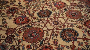 Persian Rug Bakhtiari Handmade Area Tribal 8'7"x12'8" (9x13) Red Whites/Beige Floral Design #18094