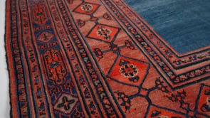 Persian Rug Dorokhsh Handmade Area Antique Traditional 8'7"x13'0" (9x13) Red Blue Open Field Geometric Design #27404