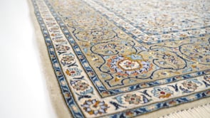 Persian Rug Kashan Handmade Area Traditional 9'1"x12'10" (9x13) Blue Floral Design #28606