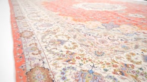 Persian Rug Tabriz Handmade Area Traditional 9'8"x13'4" (10x13) Whites/Beige Pink Naghsh Floral Design #30429